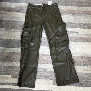 Olive Green Leather Pants